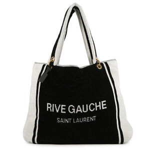 Saint Laurent Paris Tote Bag RIVE GAUCHE Towel Black White